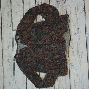 Daniel Rainn Stichfix Black Orange Green Floral Print Button Down Shirt Blouse S